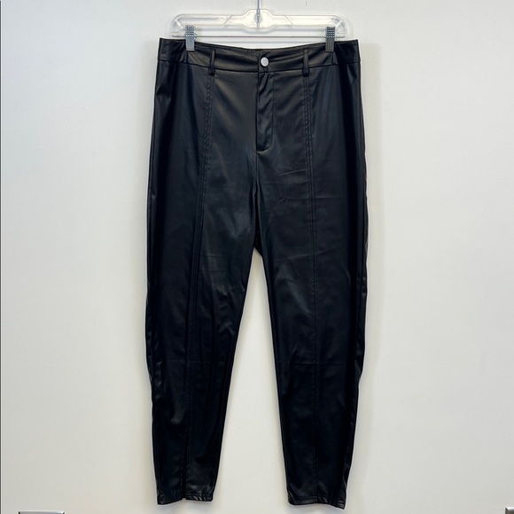 Miss Sparkling Pants - Miss Sparkling Black Faux Leather Pants Size XL